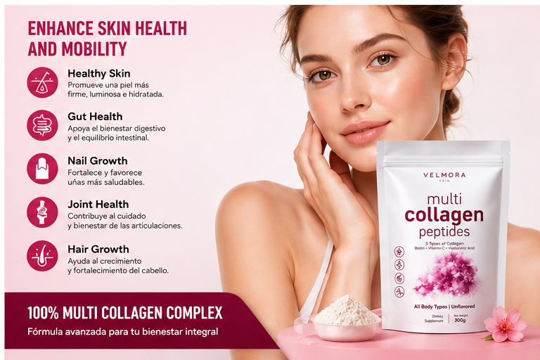 Velmora Multi Collagen 5X™ | Fórmula Avanzada de Colágeno